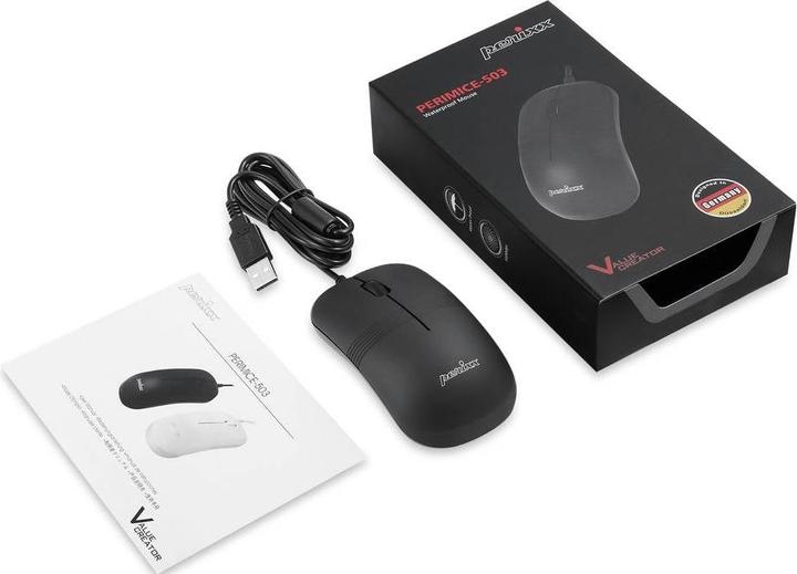 Produktbild Perixx PERIMICE-503 B, wasserdichte Maus, kabelgebunden, schwarz (Kabelgebunden)