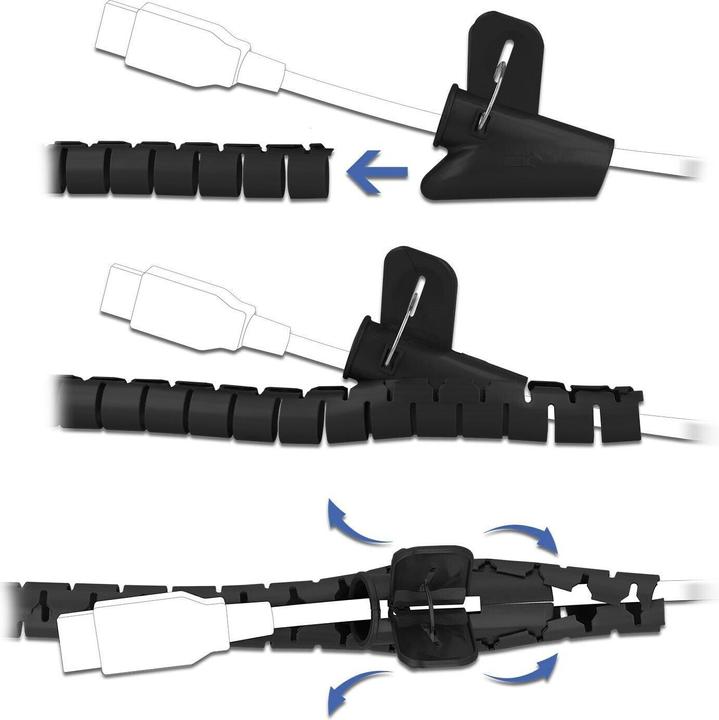 Actual product image Delock Spiral hose with retractable tool 2.5 m x 20 mm black (Cable spiral hose, 250 cm)