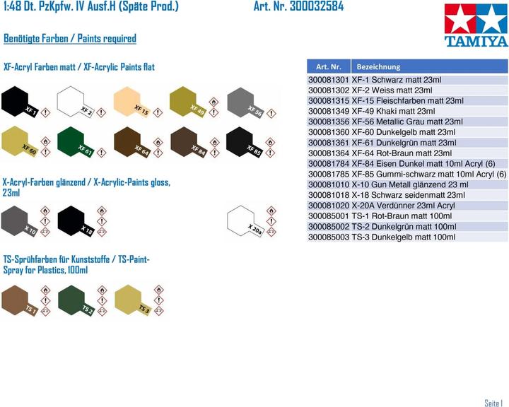 Actual product image Tamiya Tank IV Ausf.H Late