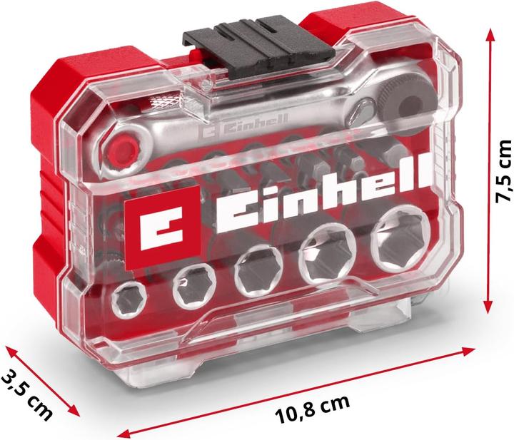 Actual product image Einhell Socket spanner bit insert set 1/4" (6.3 mm) 21 pieces 118683 (10 mm, 6 mm, 12 mm, 8 mm, 13 mm)