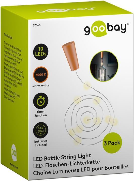 Produktbild Goobay 3x 10er LED-Flaschen-Lichterkette, inkl. Timer (0.95 m)