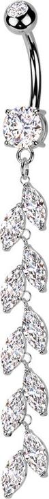 Immagine prodotto Star Piercing Banane silber mit zwei Kugeln Kristall silber Anhänger zehn Ovale Kristalle silber (Acciaio chirurgico 316L, Ottone)