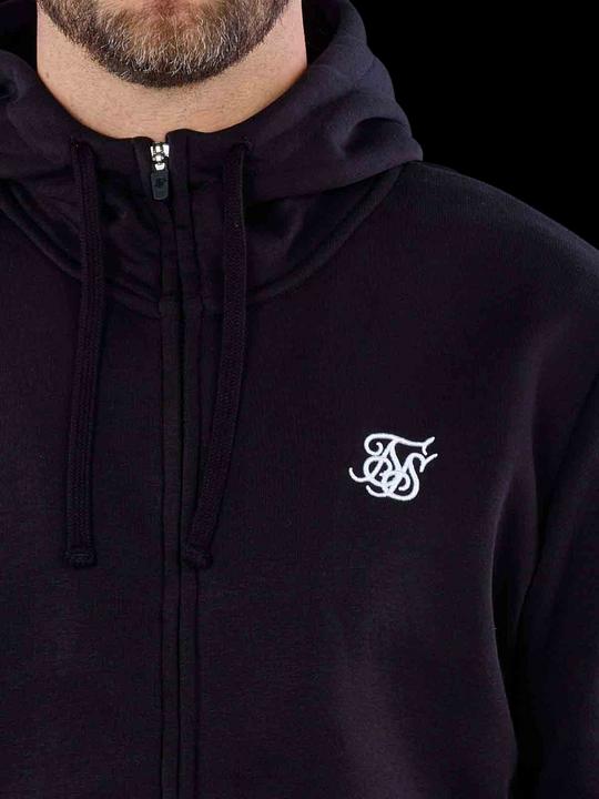 Actual product image Siksilk Hoodie Black Essential Zip Through Funnel Hoodie (XL)