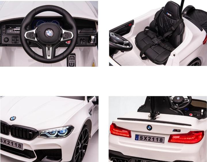 Produktbild Es-toys Elektro Kinderfahrzeug weiss "BMW M5" - Lizenziert - 12V7A Akku, 2 Motoren- 2,4Ghz Fernsteuerung, MP (12 V)