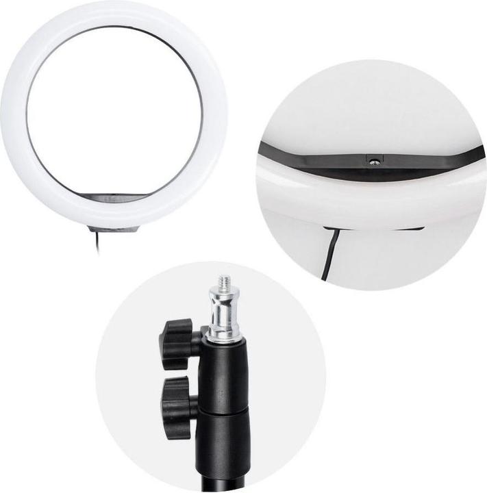 Produktbild Techonic Smart device OEM LED Ring Stream RGB Lampe 12" FULL COLOR mit Halterung für Handy + Stativ schwarz
