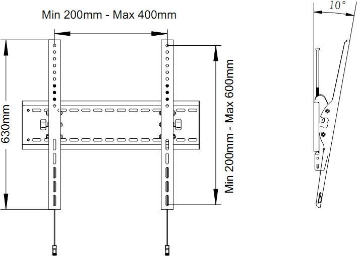Image du produit Multibrackets M Universal Tilt Wallmount HD MAX 800x600 (Mur, 110", 125 kg)