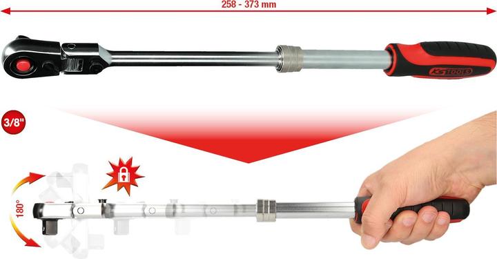 Produktbild KS Tools 3/8" SlimPOWER Teleskop-Gelenk-Umschaltknarre (3/8")