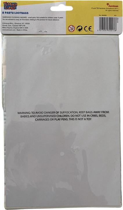 Actual product image Timmy Time Plastic Party Bags (Pack of 8)