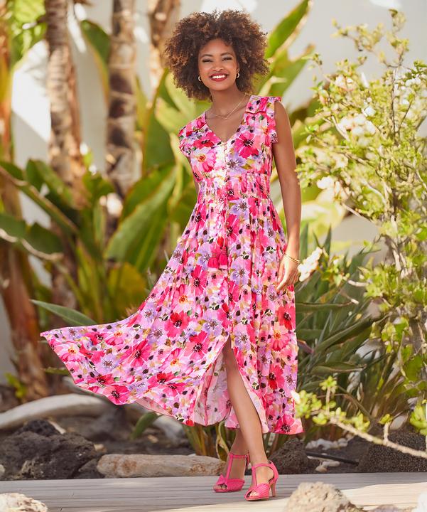 Actual product image Joe Browns Petite Sequin Embellished Shirred Waist Floral Maxi Dress (6)