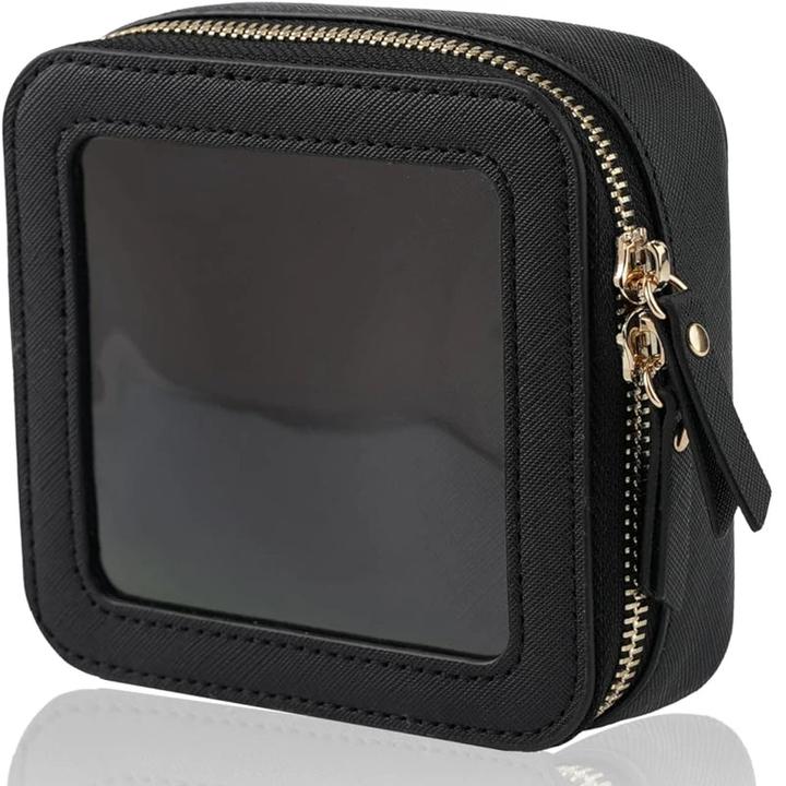 Actual product image Only-Bags.Store Mini clear make-up bag pu vegan faux leather cute small visible window storage