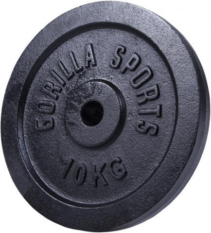 Produktbild Gorilla Sports Hantelscheibe Guss Schwarz 1,25-15 KG (1 x 10 kg)