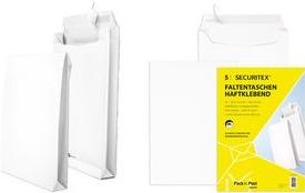 Actual product image Securitex Folded envelope, B4, white, without window 130 gsm, fold: 50 mm, dimensions: (W)250 x (H)353 mm (5 x)