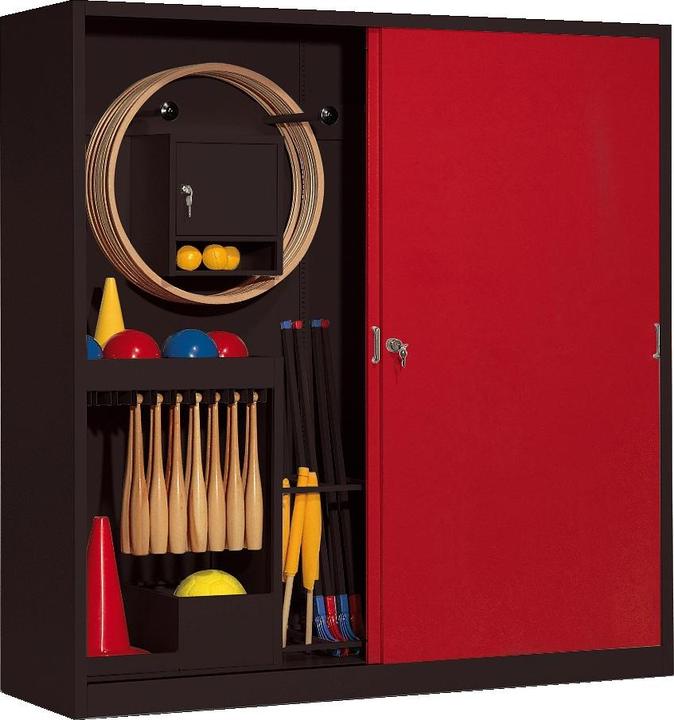 Immagine prodotto C+P Armadio per attrezzature sportive con ante scorrevoli in lamiera piena (tipo 5), HxLxP 195x190x60 cm