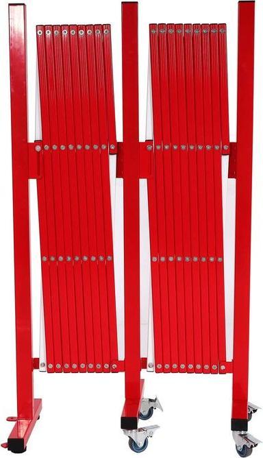 Produktbild Mendler Alu Absperrgitter HWC-B34, mit Rollen, ausziehbar 110x60-500cm - rot-weiss
