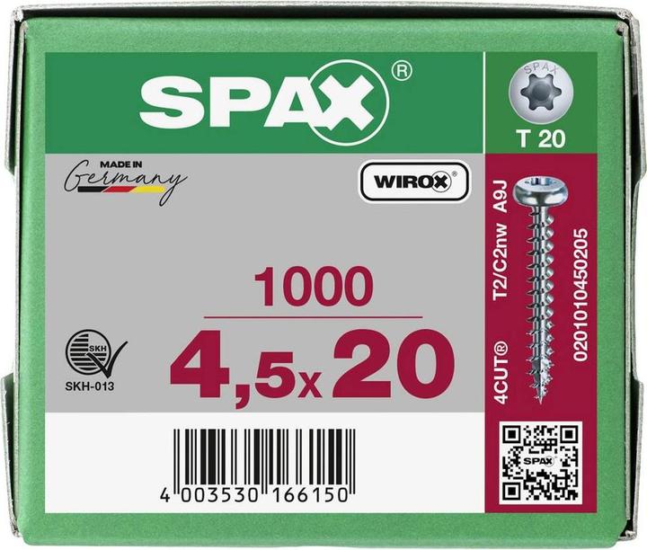 Image du produit Spax Vis pour panneaux d'aggloméré PH T20 4,5x20 mm (1000 Vis par pièce)