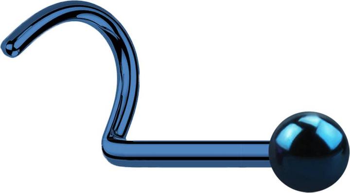 Actual product image Star Piercing Nose stud curved dark blue with ball (Surgical steel 316L, without brass)