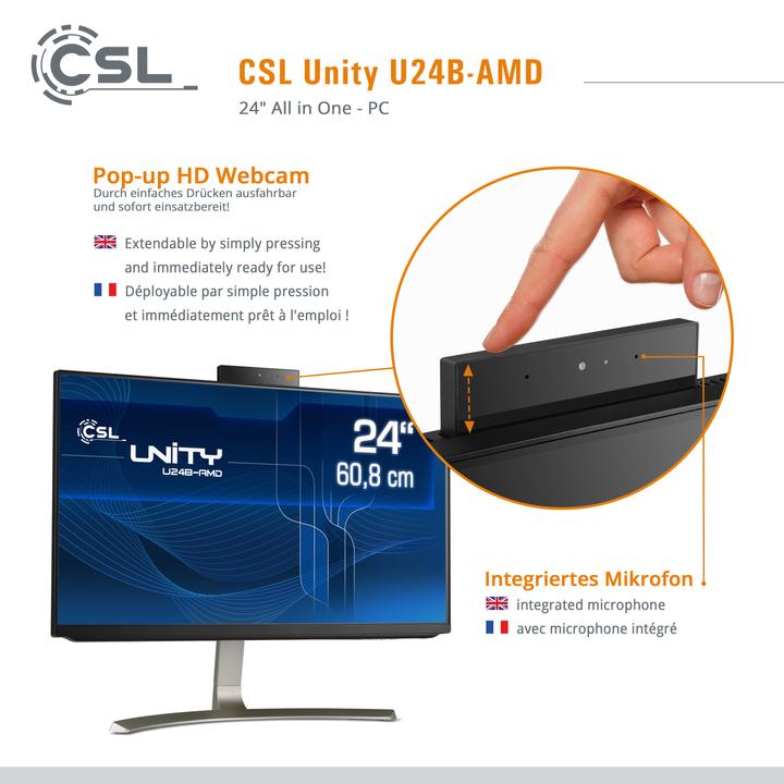 Image du produit CSL PC tout-en-un Unity U24B-AMD / 5600G / 1000 Go / 16 Go RAM / Win 11 Famille (AMD Ryzen 5 5600G, 16 Go, 1000 Go, AMD Radeon Graphics)