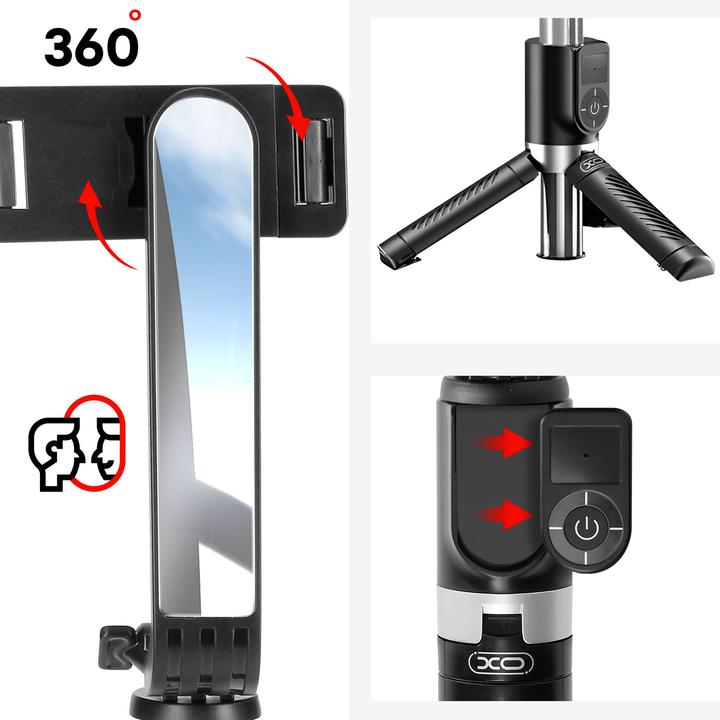 Image du produit xO selfie stick trépied Bluetooth SS10 noir 80cm