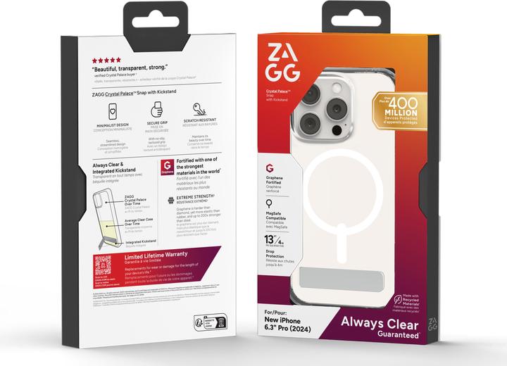 Actual product image Zagg Crystal Palace Snap w/Kickstand (Apple iPhone 16 Pro)