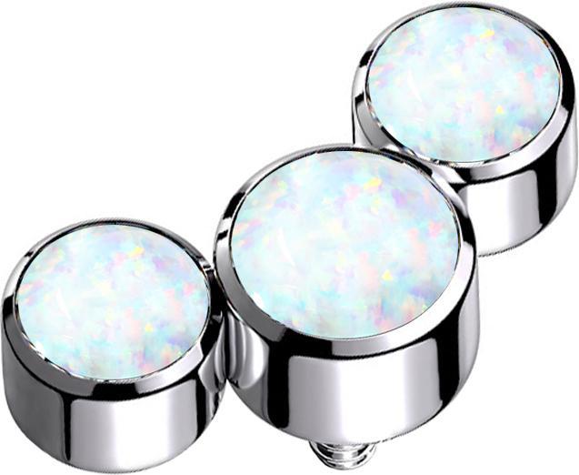 Star Piercing Dermal Anchor silber drei Opale weiss (Titan G23, ohne Messing)