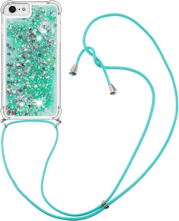 Productafbeelding Cover-Discount iPhone SE / 8 / 7 - glitter case met sleutelkoord turquoise (Apple iPhone 7, Apple iPhone 8, Apple iPhone SE (2e generatie))