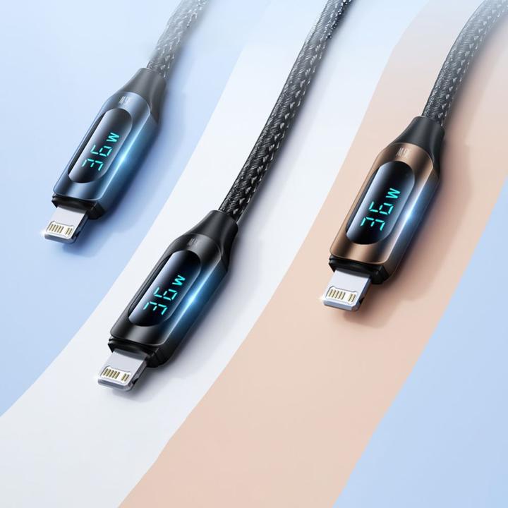 Image du produit Wozinsky Câble USB-C - Lightning WUCLC1 avec écran LED 36W 1m - noir (1 m, USB 2.0)