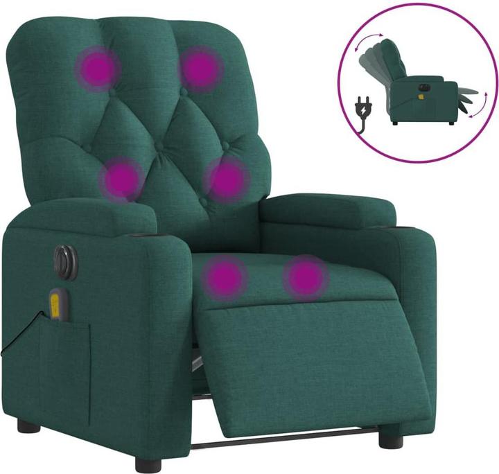 Immagine prodotto VidaXL Poltrona massaggiante Poltrona TV reclinabile elettrica in tessuto verde scuro