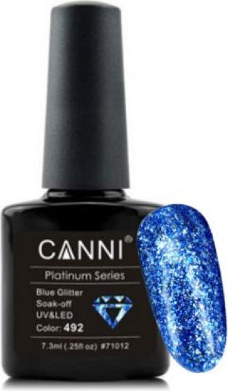 Immagine prodotto Canni Gellacquer Blu Platino Glitter UV/LED (Glitter blu platino, Smalto per unghie effetto gel)