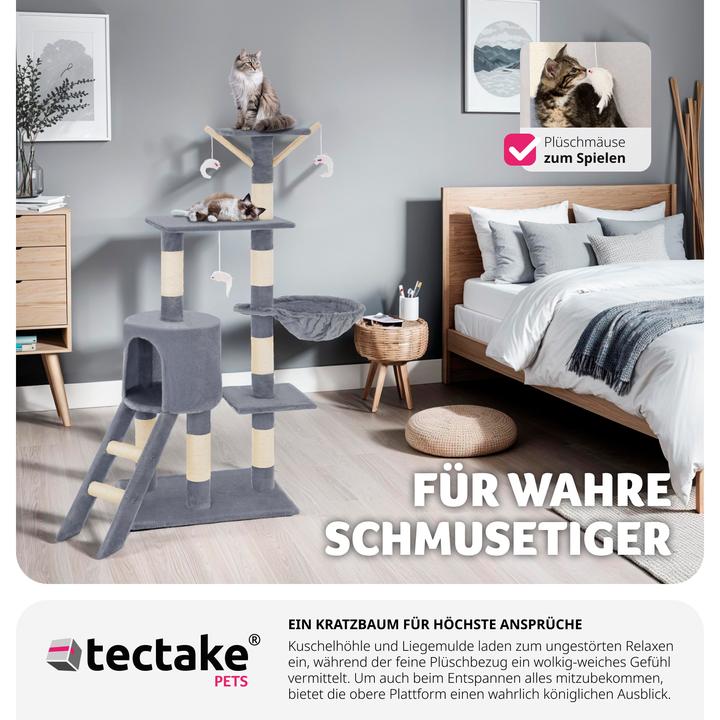 Image du produit tectake Arbre à chat Dominik (144 cm, Gris)