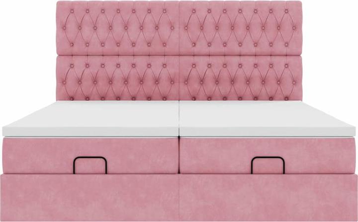 Produktbild VidaXL Ottoman-Bett mit Matratzen Rosa 200x200 cm Samt (200 x 200 cm)