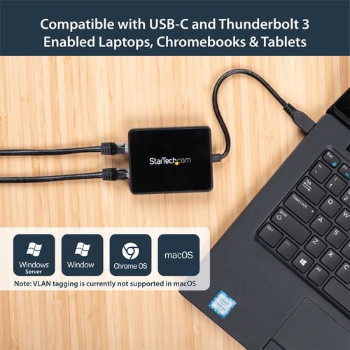 Actual product image StarTech USB-C To Dual Gbe Adapter (USB, RJ45 Gigabit Ethernet (2x))