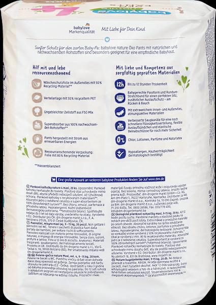 Nutritional values and ingredients dm babylove nature Pants (Size 4, Pack, 20 Piece)
