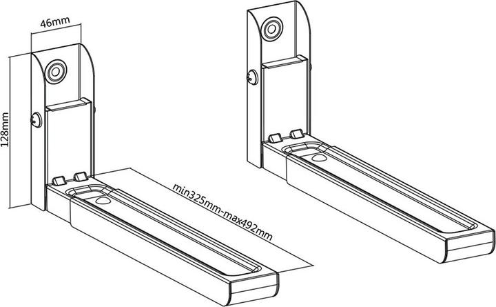 Actual product image Maclean MC-915 B Universal holder for microwave ovens, wall mounting, adjustable, hard metal, kitchen, 30 k