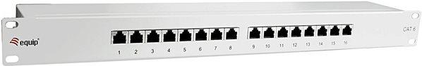 Actual product image equip 19" patch panel: 16 port, 1U, grey