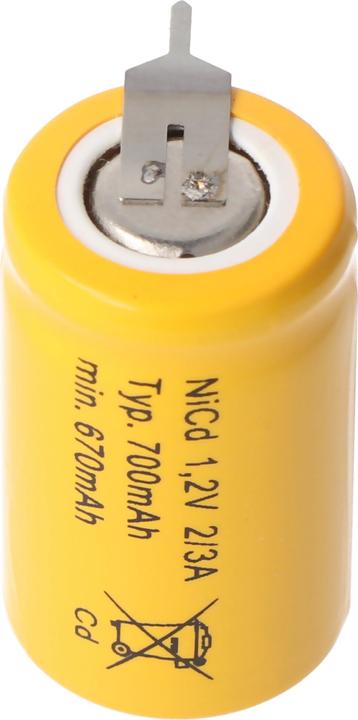 Produktbild AccuCell Akku KR-600AE 2/3 A Cadnica mit 3-er Print, 1-er + / 2-er -- (1 Stk., 700 mAh, Ladegerät inkl. Akku)