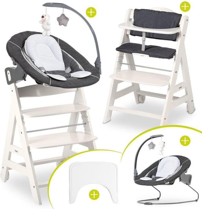 Hauck Chaises hautes Beta Plus White 5-pièces Newborn Set - Chaise haute + 2in1 (Chaise haute)