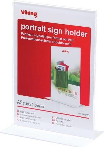 Image du produit Office Depot Présentoir de bureau Droit A5 Haut Transparent 149 x 83 x 214 mm (A5)
