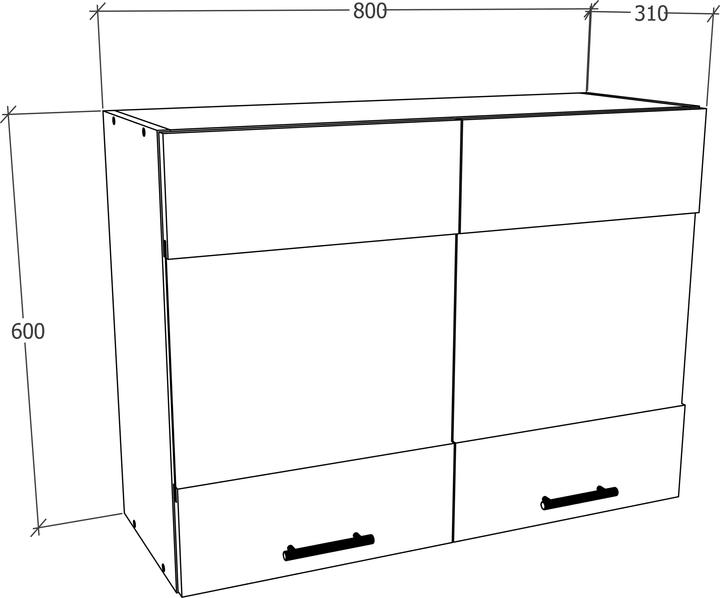Image du produit VCM Armoire de cuisine Largeur 80 cm Mat Porte en verre Meuble suspendu de cuisine Esilo (60 x 80 x 31 cm)