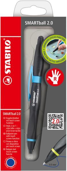 Produktbild STABILO Kugelschreiber & Stylus für Tablets & Smartphones für Linkshänder - SMARTball 2.0 in schwarz (Blau, Schwarz)