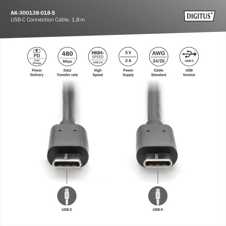Actual product image Digitus Usb type C - USB type C (1.80 m, USB 2.0)