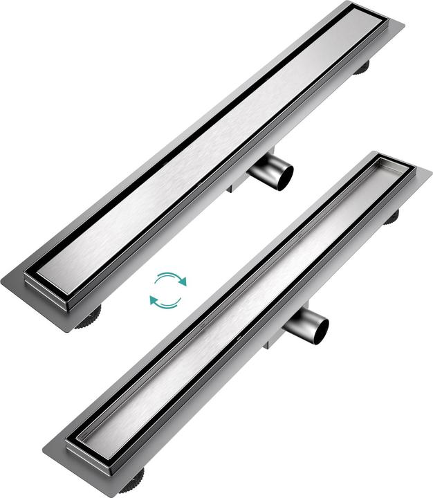 Emke Duschrinne Edelstahl, Bodenablauf Komplettset Siphon mit Geruchsstop, Haarsieb, 700cm (700 mm)