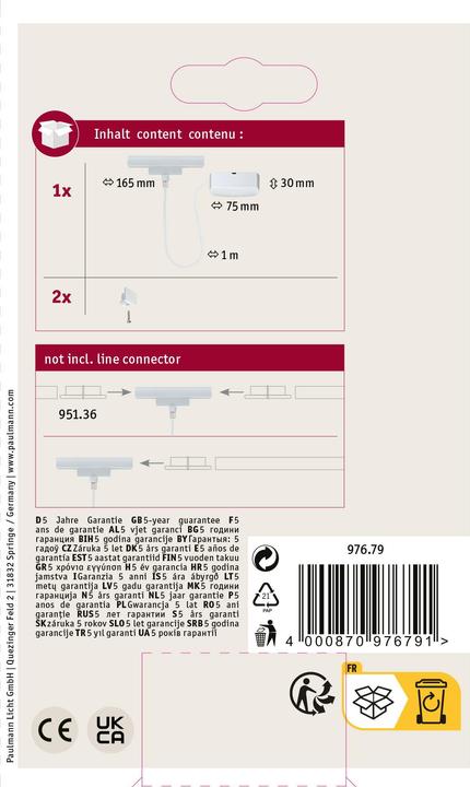 Immagine prodotto Paulmann Alimentazione del cavo URail