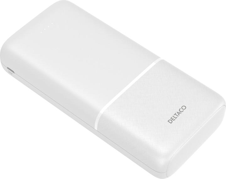 Actual product image Deltaco Powerbank 20,000 mAh, 2x USB-A, 1x USB-C - White (20000 mAh)
