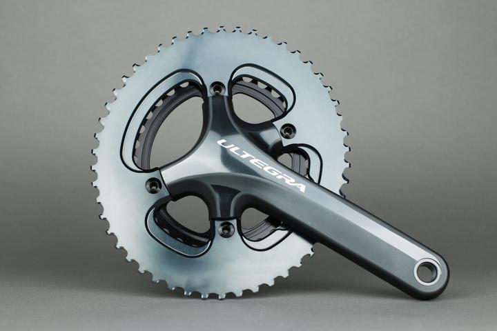 Actual product image AbsoluteBLACK aBLACK ROAD SILVER edition OVAL 110BCD 4 holes 2X chainring, asymmetric GREY TITANGRAUM (50)