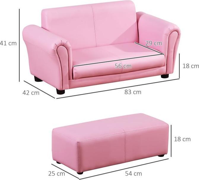 Immagine prodotto Swisshandel24 Poltrona per bambini con poggiapiedi rosa, 83x42x41cm (Poltrona per bambini)