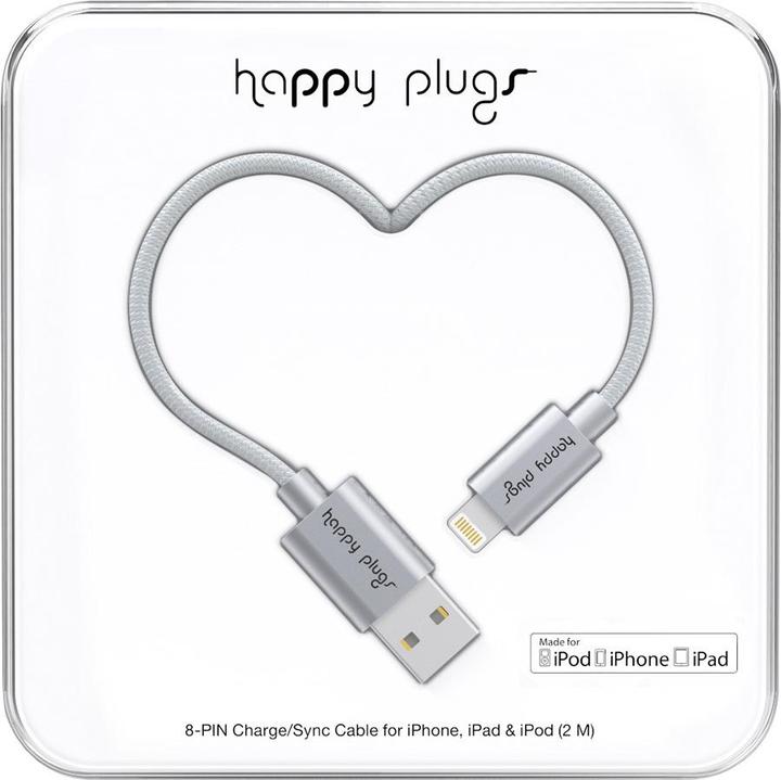Image du produit Happy Plugs Câble Lightning vers USB Charge/Sync MFI Deluxe EDT (2.0m) - Gris Espace (2 m, USB 2.0)
