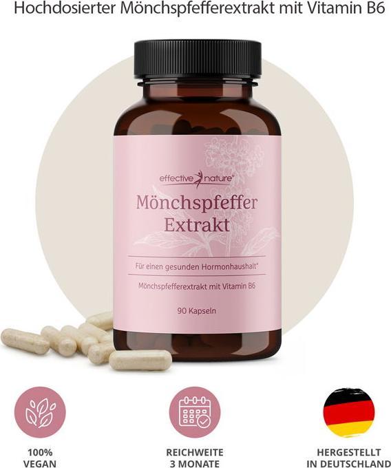 Immagine prodotto Effective Nature Mönchspfefferextrakt (90 Pezzo/i, Pillole, 90 g)