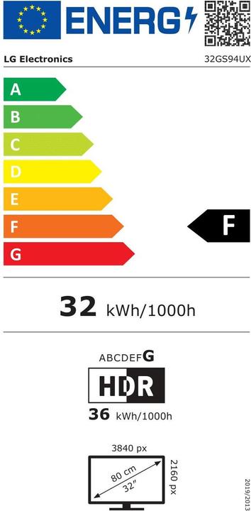 Energie-Label LG 32GS94UX-B (3840 x 2160 Pixel, 31.46")