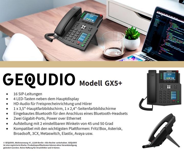 Image du produit Gequdio GX5+ Kit téléphone IP avec adaptateur secteur & casque