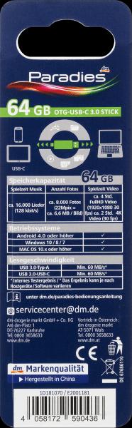 Immagine prodotto Paradies Chiavetta OTG 64 GB TypeC (64 GB, USB 3.0)